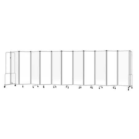 National Public Seating Room Divider, 6' Height, 11 Sections, Clear Acrylic Panels, Grey Frame RDG6-11CA
